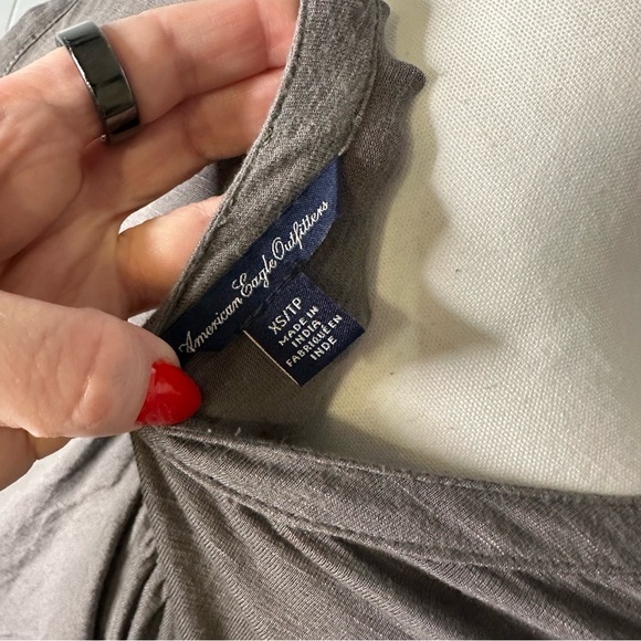 American Eagle Gray Sequin Henley Tank Top XS – Glam Y2K Basic - Picture 6 of 6